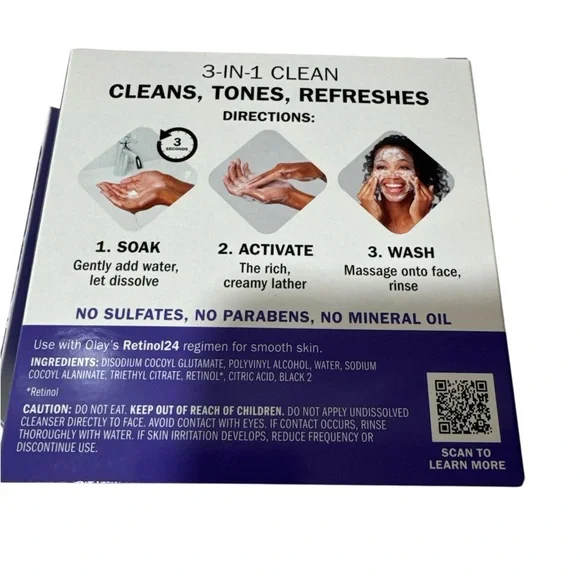 OLAY Cleansing Melts Daily Facial Cleanser -retinol fragrance free 32 pad - Picture 2 of 2